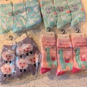 Lot of Easter Womens Socks - Pastel Bunny, Lamb & 'Going Hunting' Egg Design